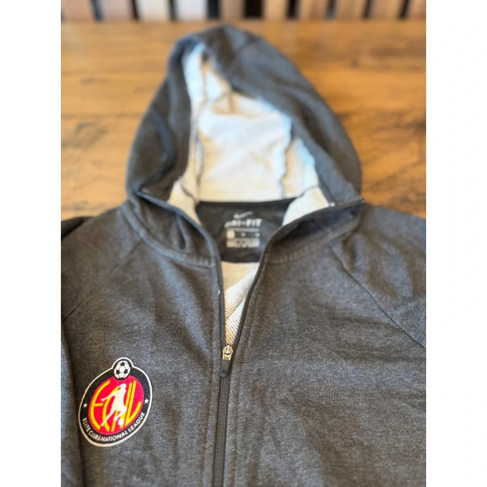 Nike Dri-FIT ECNL Soccer Full Zip Hoodie Charcoal Gray Women Medium